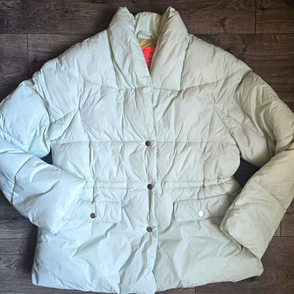 J.Crew Signature Puffer Jacket Women Small S Mint Green Primaloft Insulated Coat